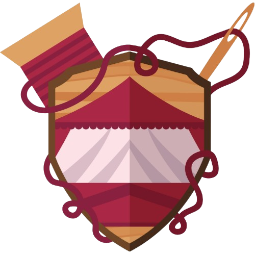 Ein Wappen mit Nähnadel und Faden für Michas Hökerei